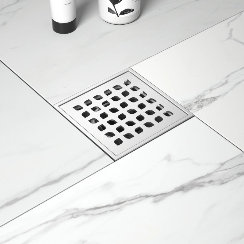 NEODRAIN 4x4 Inch Square Floor Drain Stainless Steel with ABS