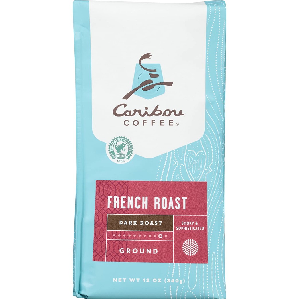 Caribou Coffee, French Roast, Ground, 12 oz. Bag, Dark Roast Coffee, Robust, Deep, and Even Bodied with Notes of Cocoa, Tart Acidity & Smoky Finish, Arabica Coffee; Sustainable Sourcing