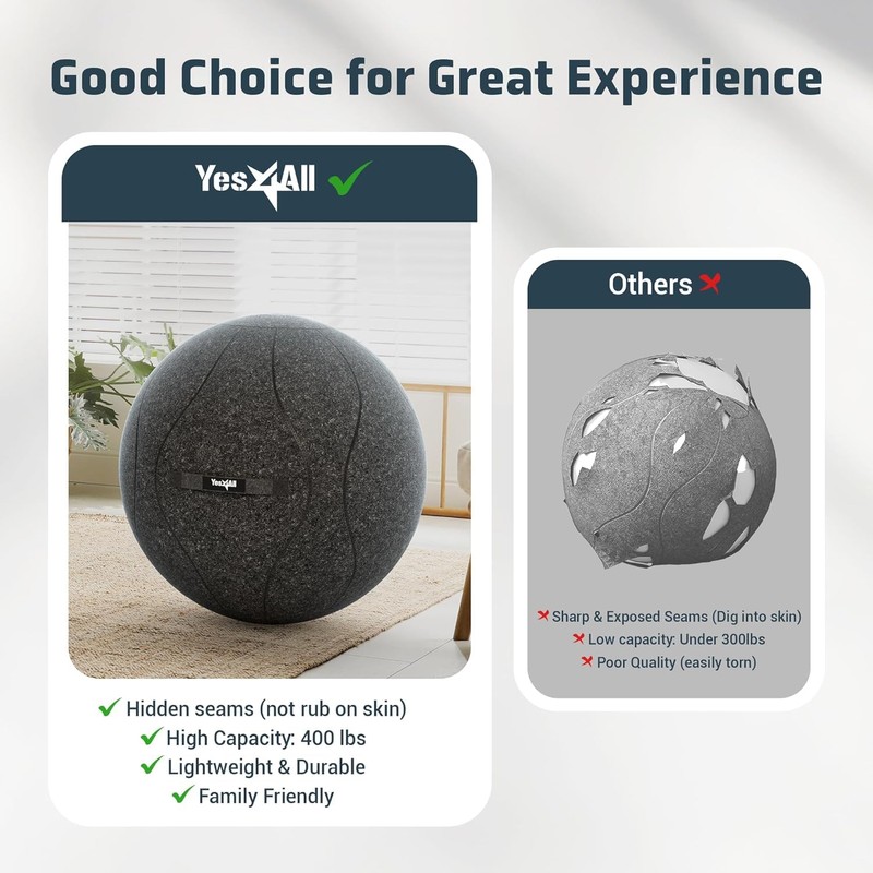 Yes4All Exercise Office, 400lbs Capacity Anti-Burst Yoga Weight Self-Standing Sitting