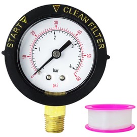 2025 Icelily Pool Fliter Pressure Gauge Water Proof 60psi 1/4" NPT Bottom Mount, Pool Pressure Gauge, Pool Pump Pressure Gauge Replacement for Swimming Pool, Spa and Aquarium Valve Filter