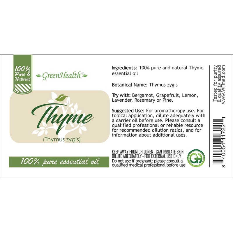 GreenHealth Thyme 100% Pure Essential Oil (White) - 1oz (30ml)