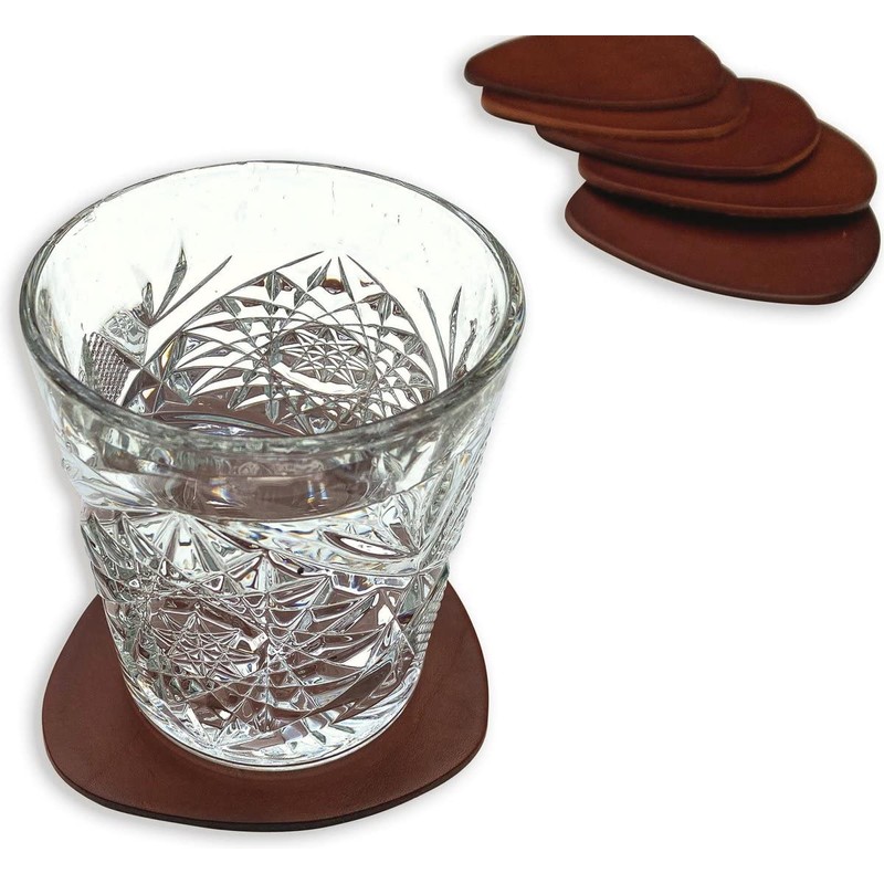 Brute Strength - Leather Full Grain Leather Coasters - Cognac