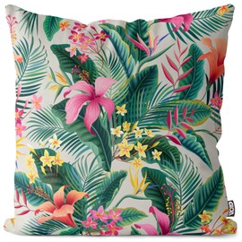 VOID Tropical Jungle Flowers Cushion Cover Sofa Cushion Decorative Easter Outdoor Cushion Size: 60 x 60 cm