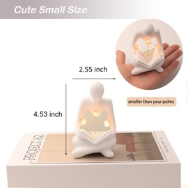 ITOWNKN Reading Sculptures Tulip Lamp,Thinker Statue Figurine Battery Powered Night Light,Modern Abstract Home Decoration, Living Room Bookshelf Office Shelves Desk Decor,Aesthetic Gift