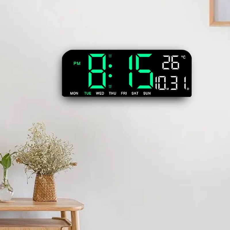 Digital Alarm Clock Large LED Display Desk Wall Clock with