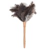 Fluffy Natural Ostrich Feather Duster Wooden Handle Household Cleaning Tool