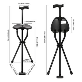 Cane Chair Walking Cane with Seat 249.12lbs Capacity Folding Cane with Seat Cane and Chair Dual-Use