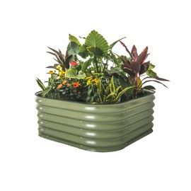 Vego garden Raised Garden Bed Kit, 17" Tall 4 in 1 Modular Metal Raised Garden Beds Kit, Metal Planter Box for Vegetables, Flowers, Herbs, Olive Green