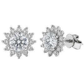 Moissanite Stud Earrings for Wife Girlfriend, 1.3Carat Moissanite, D Color VVS1 Solitaire Earrings in 925 Sterling Silver, Platinum Plated Hypoallergenic Jewelry Gift for Women