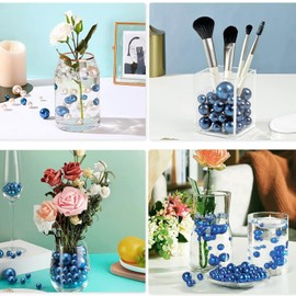 314Pcs Floating Pearls for Vases Filler, 20/14/10/8mm No Hole Pearls Beads for Vase Centerpieces Table Wedding Home Decor, 1000 Transparent Beads, Grayblue