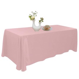 Urby Polyester Rectangular Table Cloth for 6-8 Foot Table That Seats 6-8 Person. Nappe de Table rectangulaire. Ideal for Banquet, Wedding and Events (Light Pink, 70'' x 120'').