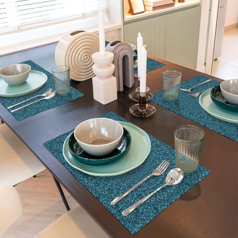 XALOGEER Mandala Placemats Set of 4 Turquoise Teal Blue Boho