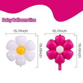 Okayski 14 Pcs Daisy Balloons, Daisy Balloons Flower Theme Party Supplies 7 Colors Flower, for Girls Themed Birthday Baby Shower Wedding Party Decorations Supplies