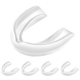 Ptwola 5 Pieces Sports Mouth Guards Transparent Football Mouthguard Adults and Junior Mouthpiece Athletic Boxing Mouth Protection Braces Mouth Guard for Basketball Hockey Karate Match