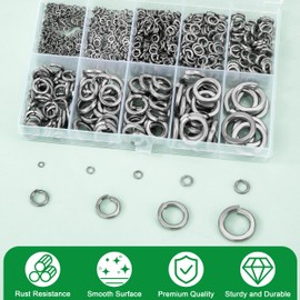 Pack of 1050 Stainless Steel Spring Washers Set, Spiral Spring Washers Assortment M6/M8/M10/M12/M5/M4/M3/M2/M2.5 Washers Locking Rings for Tightening Screws