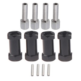 AMOGOT 4Pcs Alloy 12mm Wheel Hex Hub 25mm Offset Extension Hex Drive Adapter Combiner Coupler for 1/10 RC Crawler Axial Scx10 90046 Jeep Wrangler Everest 10 CC01 2wd Slash(Black,25mm)