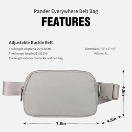 Seadamoo Mini Gray Fanny Pack Crossbody Bags for Women and Men, Waterproof Belt Bag with Adjustable Strap for Traveling Running Hiking Cycling.