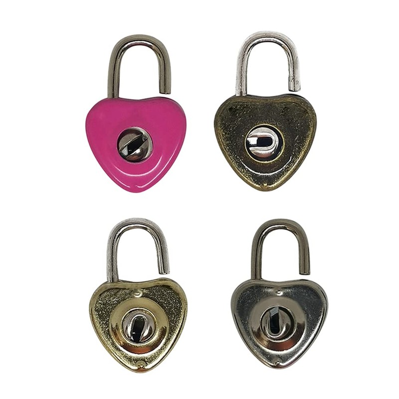 10PCS Small Cute Heart Shape Padlocks with Keys for Diaries,