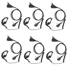 Pdflie 2 Way Radio Earpiece with PTT Mic for Motorola Yaesu Vertex Standard VX-261 EVX-261 EVX-531 EVX-534, Walkie Talkies Speaker Microphone G Shape Ear-Hook Headset (6 Pack)