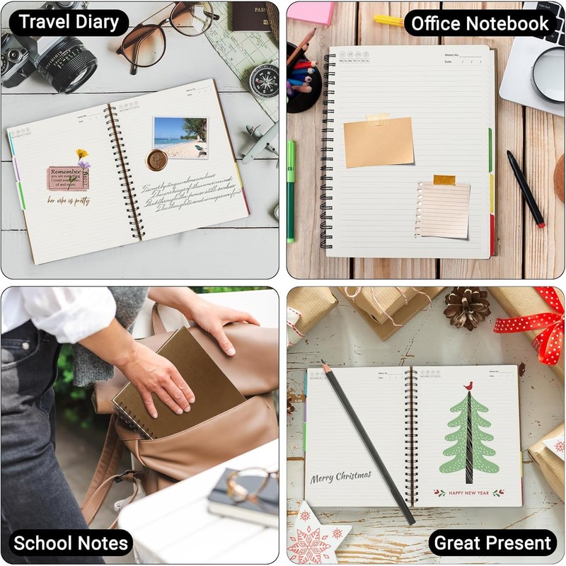 Yarotm A4 Notebook with Dividers - Spiral Bound Notepad A4