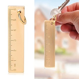 Mini Regla de Latón Macizo de 6cm, Regla de Metal Recta de 3mm de Grosor. Llavero Portátil, Colgante Vintage y Herramienta de Medición para Oficina.