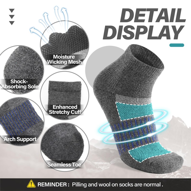 MOSEY KOSY 6 Pairs Merino Wool Socks Women Men Unisex