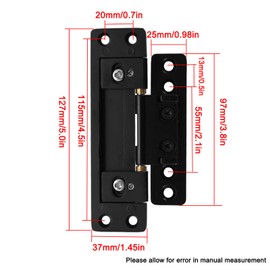 Hidden Door Hinge, 5 Inch Ultra-Thin Hidden Hinges, Narrow Frame Door Butt Hinge, Rebate Hinge for Secret Door, Zinc Alloy, Black (2 Pack)