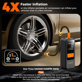 Tire Inflator Portable Air Compressor Portable Air Pump For Car Tires with Digital Pressure Gauge 150 PSI Fast Inflation Auto Shut Off Function Cordless Electric Air Pump for Bike Motorcycle Ball,etc