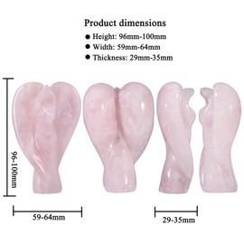 Sportmusies Hand-Carved Natural Rose Quartz Angel Figurine Home Desk Decoration, Reiki Crystal Angel Statue for Healing Yoga Meditation