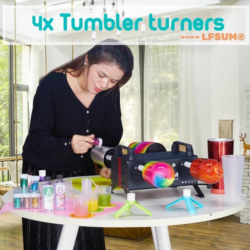 4 Arm Cup Turner for Crafts Tumbler,Multi Tumbler Spinner Machine