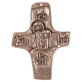 Butzon & Bercker Bronze Communion Cross 7.8 x 9.5 cm - I Am With You - First Communion Cross for Children - High-Quality Communion Day Gift