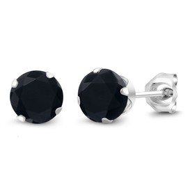 Gem Stone King 925 Sterling Silver Round 6MM Gemstone Birthstone Stud Earrings For Women Men