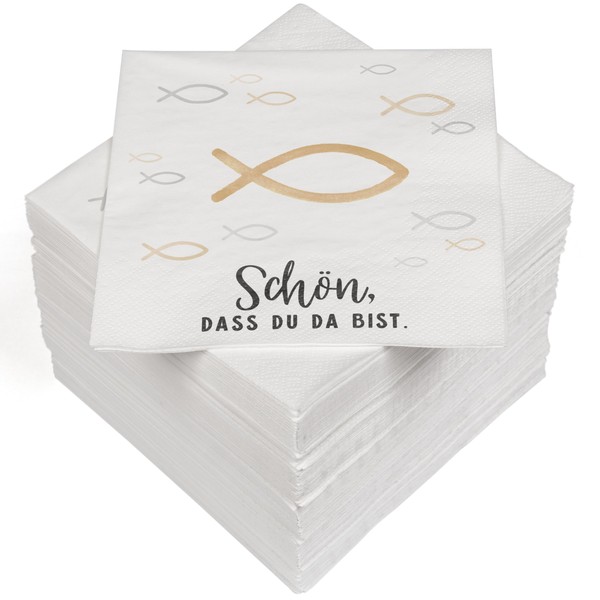 HEKU 100 napkins, 3-ply, 33 x 33 cm, fish, absorbent