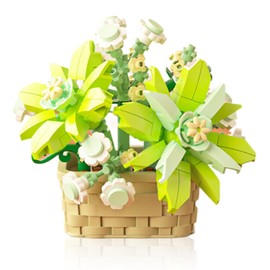 Vilbocr Mini Flowers Building Block Set,Flower Blocks Toys,Plants and Succulent Toys,Building Block Flowerpot，Botanical Collection Birthday Gift for Girls Boys Adults Kids Ages 6+ (Gardenia 206Psc)