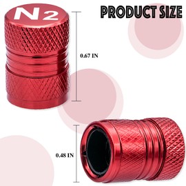 MEAJOO 12PCS N2 Nitrogen Logo Tire Valve Stem Caps, Premium Alloy Stem Covers, with Plastic Liner Corrosion Resistant Leak-Proof, Universal for Cars, SUVs, Bikes, Trucks and Motorcycles (Red)