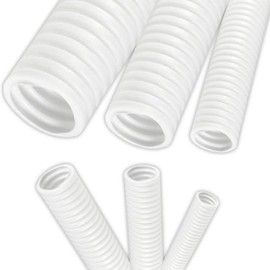 Electriduct 1.5" Polypropylene Non-Slit Wire Loom Corrugated Flexible Conduit - 10 Feet - White