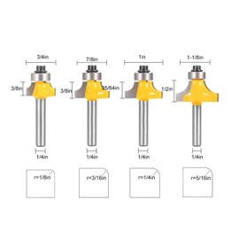 Fresa Para Carpintería, 4 Piezas Brocas De Enrutador, Broca De Enrutador Montante, Broca Enrutadora De Vástago De 1/4 Pulgadas Duradera Para Madera Contrachapada Para Madera Blanda Para Madera Dura