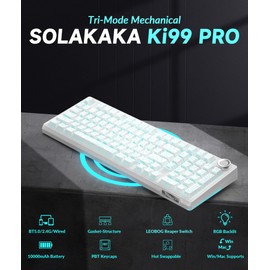 SOLAKAKA KI99 Pro 96% Wireless Mechanical Keyboard, RGB Gaming Keyboard, Hot-Swappable Pre-Lubed Switches, Gasket Structure Creamy Keyboards for Gamer/PC/Laptop (White)