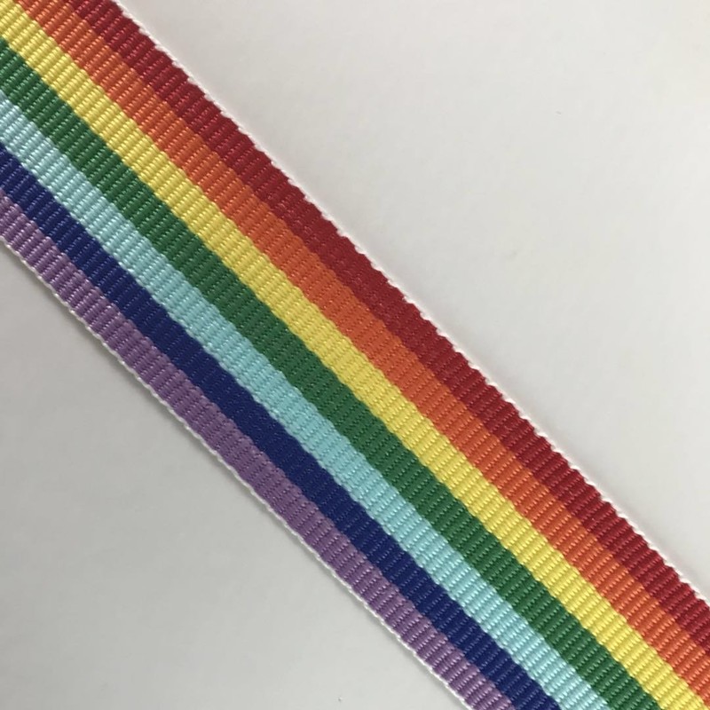 (1cm -25 Yard, Rainbow) - QIANF 1cm Rainbow Striped Grosgrain