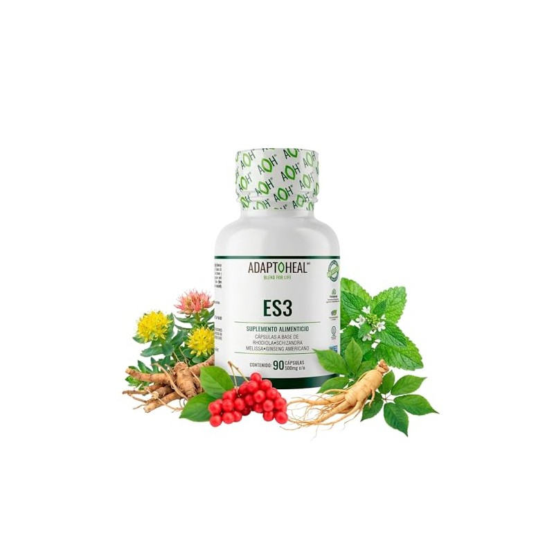ADAPTOHEAL ES3 Rhodiola, Schisandra, Melissa y Ginseng (90 Cápsulas)