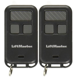 890max Mini Key Chain Garage Door Opener Remote, 2.5" Long x 1.25" Wide x 1/2" Thick, Black with Gray Buttons Pack of 2