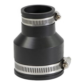 Supply Giant 6I52 Flexible PVC Reducing Coupling with Stainless Steel Clamps, 2.4" x 1.6" Inner Diameter for 2" x 1-1/4 Nominal Pipe, Black