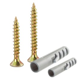 TOPYWMSP Screws and Wall Plugs Set,Zinc Galvanized Self Tapping M4 M5 Screws and M6 M8 Wall Raw Plugs for Masonry Brick Concrete Wall and Repairing, Mounting, Building, Furniture,DIY(100pcs)