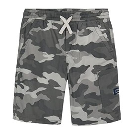 Lucky Brand Boys' Pull-On Cargo Shorts, Drawstring Closure, Faded Black Camo GC04, 5