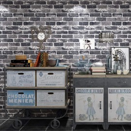 Okydoky Peel and Stick Wallpaper, Grey Brick Wallpaper for Home Decoration, Wallpaper Stick and Peel Backsplash, Vinyl Self Adhesive Wallpaper for House, Workshop & Office, 17.3" x 118", C201-3