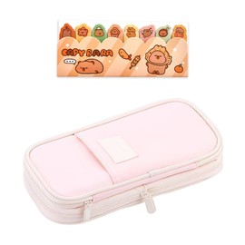 1 Stationery Box and 1 Cartoon Capybara Index Sticker, Cute Stationery, Large Capacity Pencil Case, Expandable Pencil Case