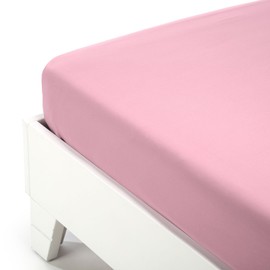 Caleffi Plain Cotton Bottom Sheet, Cotton, Pink, Single, 01095 , Caleffi