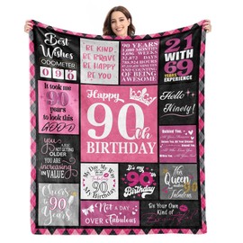 90th Birthday Gifts for Women Blanket,90th Birthday Gifts Ideas,90th Birthday Decorations for Women,Gifts for 90 Year Old Woman,Happy 90th Birthday,1933 Birthday Gifts,Soft Throw Blanket 60"x50"