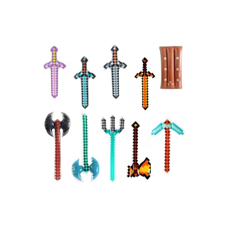 10Pcs Funny Inflatable Pixel Weapon Balloons – Includes Pixel Sword,