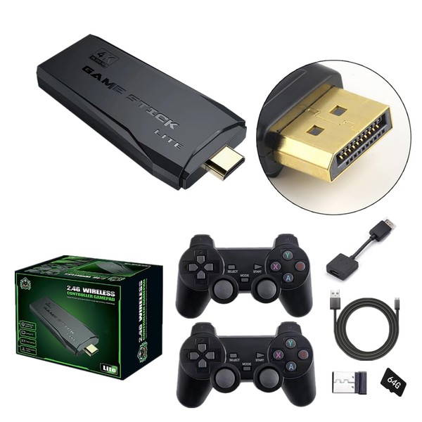 Retro Game Console with Wireless Controllers Built-in 9 Emulators Compatible